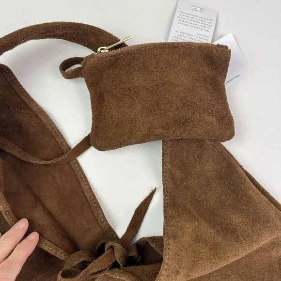 Cheval Italy Suede Leather Hobo Shoulder Bag Brown Oversized Tote Boho Hippie - Picture 10 of 14